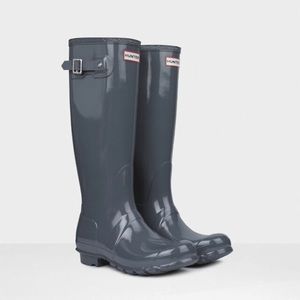 Hunter Tall Gloss Rain Boots in Slate Grey